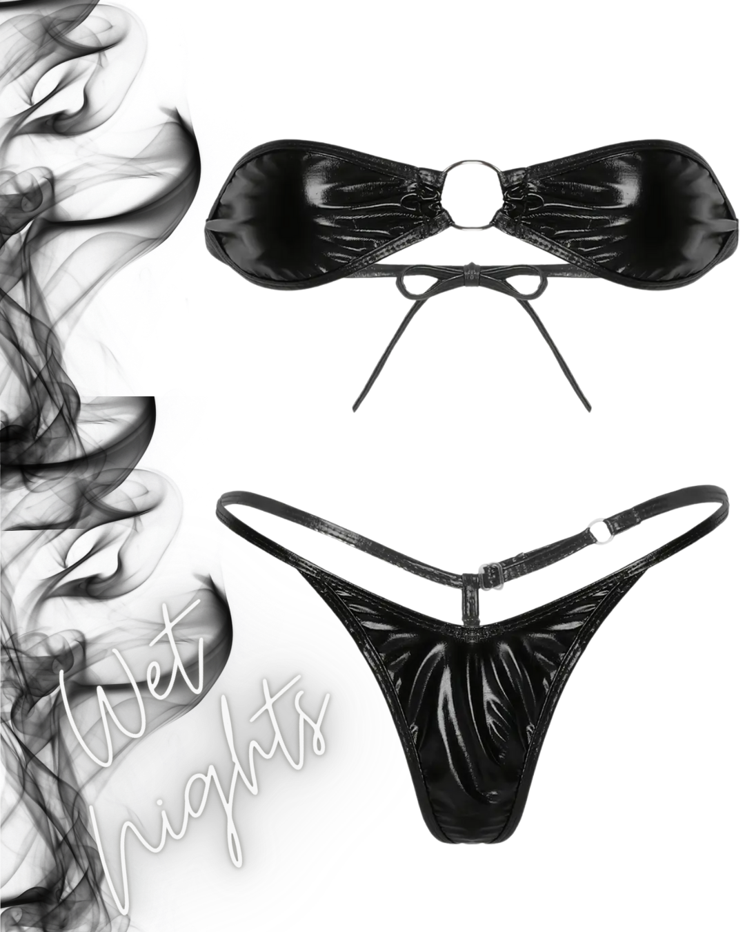 Wet Nights – Black Foil Micro Bikini